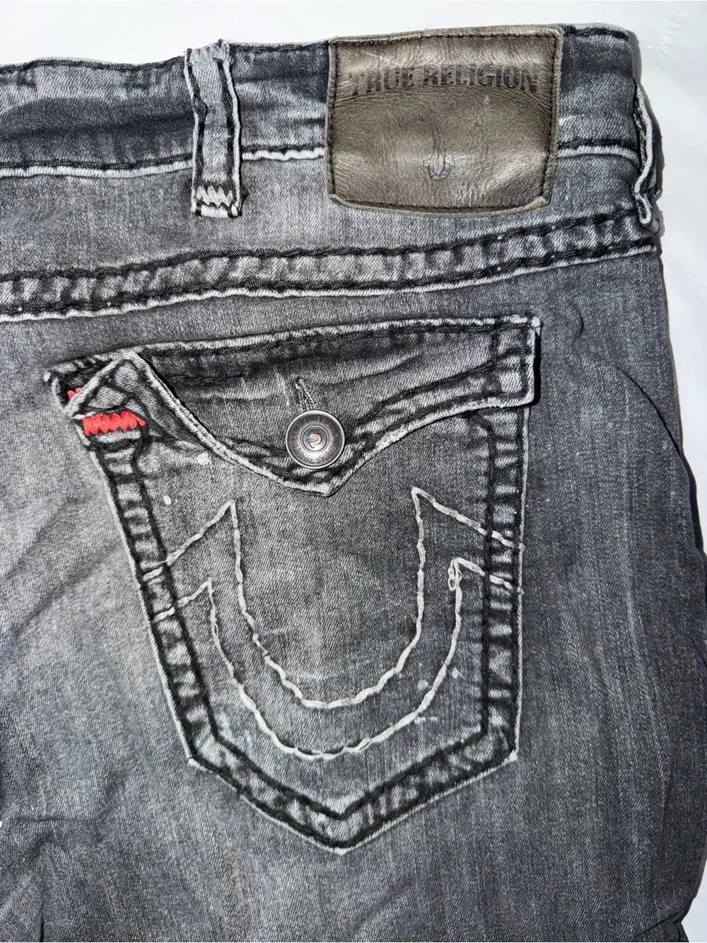 True Religion Men's Black Distressed Skinny Jeans
